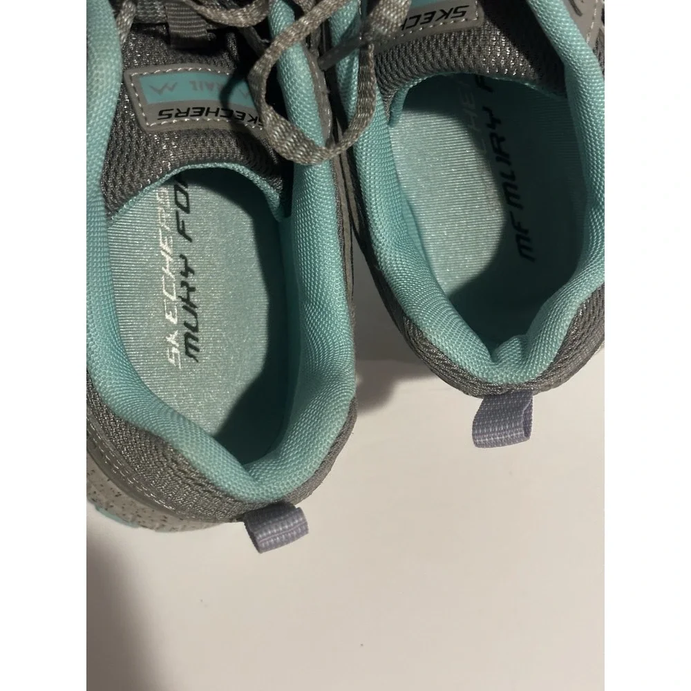Skechers Trail Womens 8‎ Grey Teal Purple Hiking Running Shoes Speckled Sole